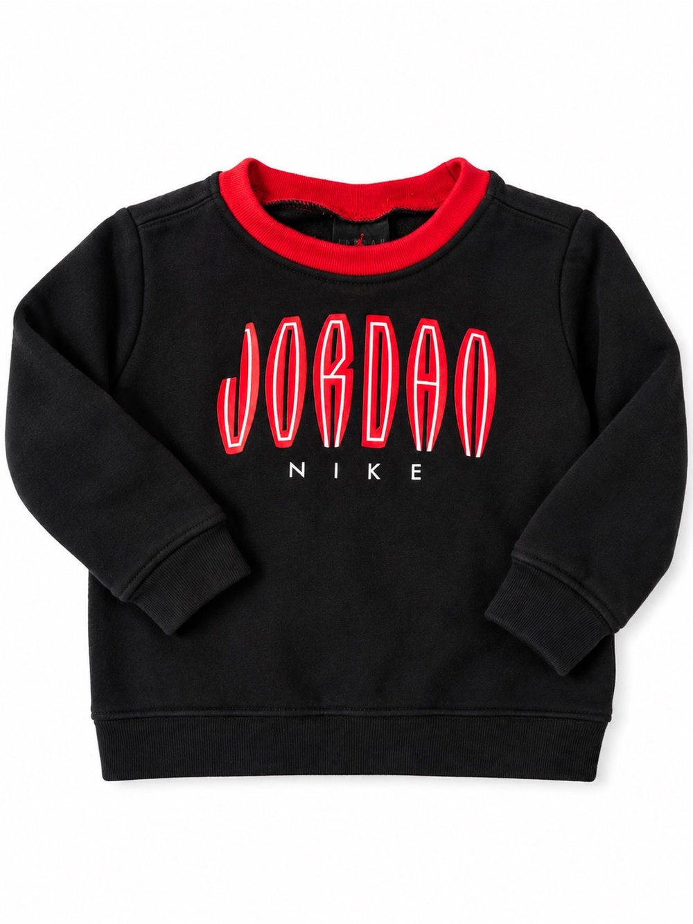 Jordan Kids Black Sweatshirt with Red Logo and Collar